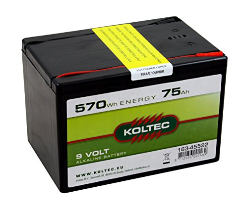 Koltec Alkaline 75Ah - 9V Weidezaunbatterie, Trockenbatterie, Batterie für Weidezäune und Elektrozäune von Koltec
