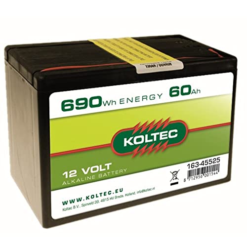 Koltec Alkaline 60Ah - 12V Weidezaunbatterie, Trockenbatterie, Batterie für Weidezäune und Elektrozäune von Koltec