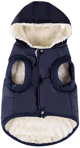 Komate Warme Winter Hund Jacke Mantel Vlies Dicker Mantel Weste Stoff für kleine, mittelgroße Hunde (M (Brustumfang 46cm), Blau) von Komate