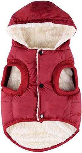 Komate Warme Winter Hund Jacke Mantel Vlies Dicker Mantel Weste Stoff für kleine, mittelgroße Hunde (M (Brustumfang 46cm), Rot) von Komate