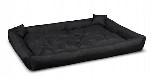 KomfortHome Hundebett, Hundesofa mit 2 Kissen Waschbar, Hundekissen mit weichem Rand für kleine, mittelgroße und große Hunde und Katzen (115x95 cm, Schwarz) von KomfortHome