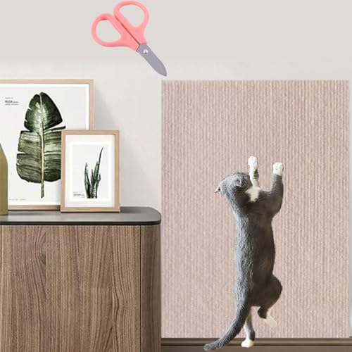 Cuttable Size Asisumption Cat Scratching Mat, 39.4’’ X 11.8’’ Cat Scratching Mat - Protecting Furniture, Trimmable Self-Adhesive Cat Couch Protector, for Wall Furniture (Beige, 11.8 * 39.4in) von Konenbra