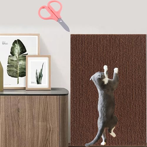 Cuttable Size Asisumption Cat Scratching Mat, 39.4’’ X 11.8’’ Cat Scratching Mat - Protecting Furniture, Trimmable Self-Adhesive Cat Couch Protector, for Wall Furniture (Brown, 11.8 * 39.4in) von Konenbra