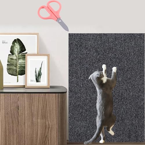 Cuttable Size Asisumption Cat Scratching Mat, 39.4’’ X 11.8’’ Cat Scratching Mat - Protecting Furniture, Trimmable Self-Adhesive Cat Couch Protector, for Wall Furniture (Dark Gray, 11.8 * 39.4in) von Konenbra