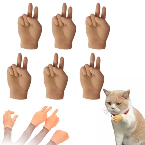 Konenbra Mini Hands for Cats - Tiny Hands for Cats, Tiny Hands for Fingers, Tiny Finger Hands, Mini Hands for Fingers, Mini Crossed Hands for Cats, Mini Human Hands for Cats, Tiny Hands Toy (6PC-E) von Konenbra