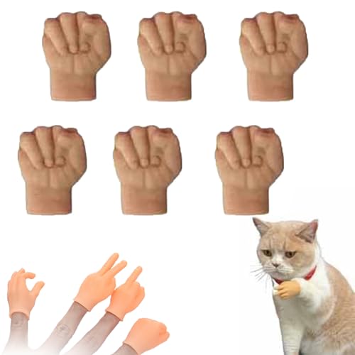 Konenbra Mini Hands for Cats - Tiny Hands for Cats, Tiny Hands for Fingers, Tiny Finger Hands, Mini Hands for Fingers, Mini Crossed Hands for Cats, Mini Human Hands for Cats, Tiny Hands Toy (6PC-F) von Konenbra