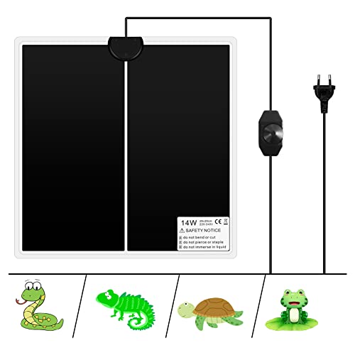 Konesky Terrarium Heizmatte, Reptil Heizmatten mit Temperaturregelung, 14W verstellbares Heizkissen für Reptilien, Sicherheit Aquarium Schildkröte Wärmematte für Schlangen Spinnen Raupen Eidechsen Konesky Terrarium Heizmatte, Reptil Heizmatten mit Temperaturregelung, 14W verstellbares Heizkissen für Reptilien, Sicherheit Aquarium Schildkröte Wärmematte für Schlangen Spinnen Raupen Eidechsen von Konesky