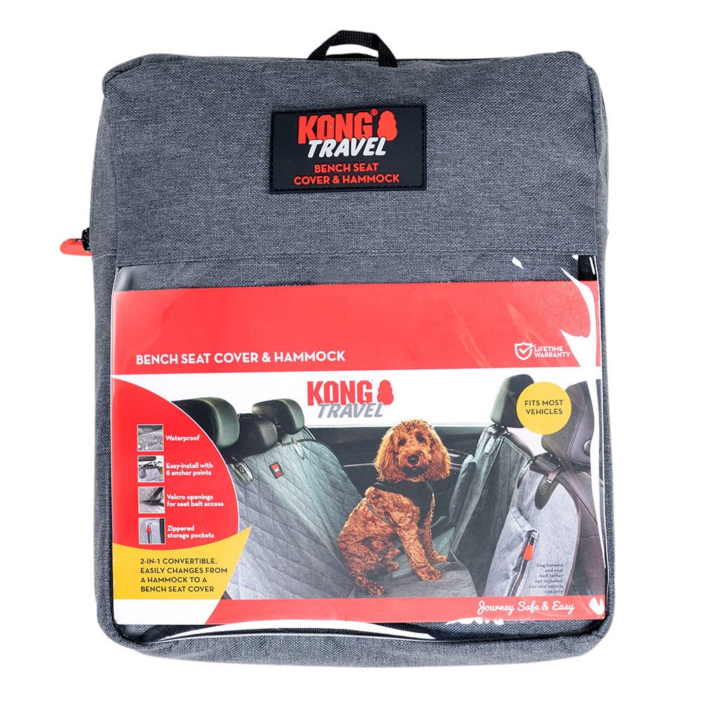 KONG 2-in-1 Hundedecke Bench Seat Cover an Hammock anthrazit-rot, Maße: ca. 39 x 31 x 7 cm von Kong