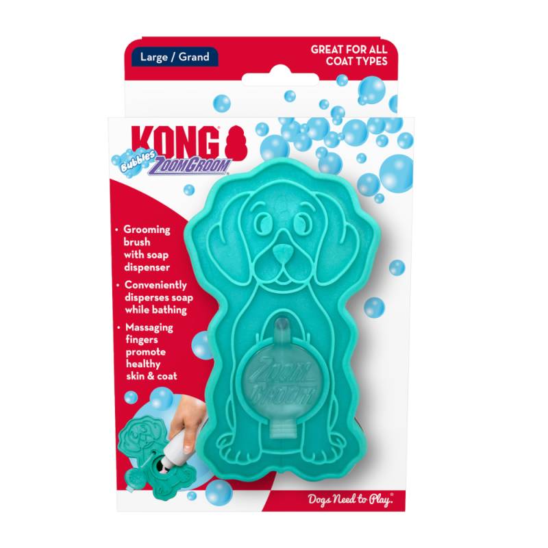 KONG Dog Massagebürste Zoom Groom - Türkis: L 12 x B 7 x H 7 cm von Kong