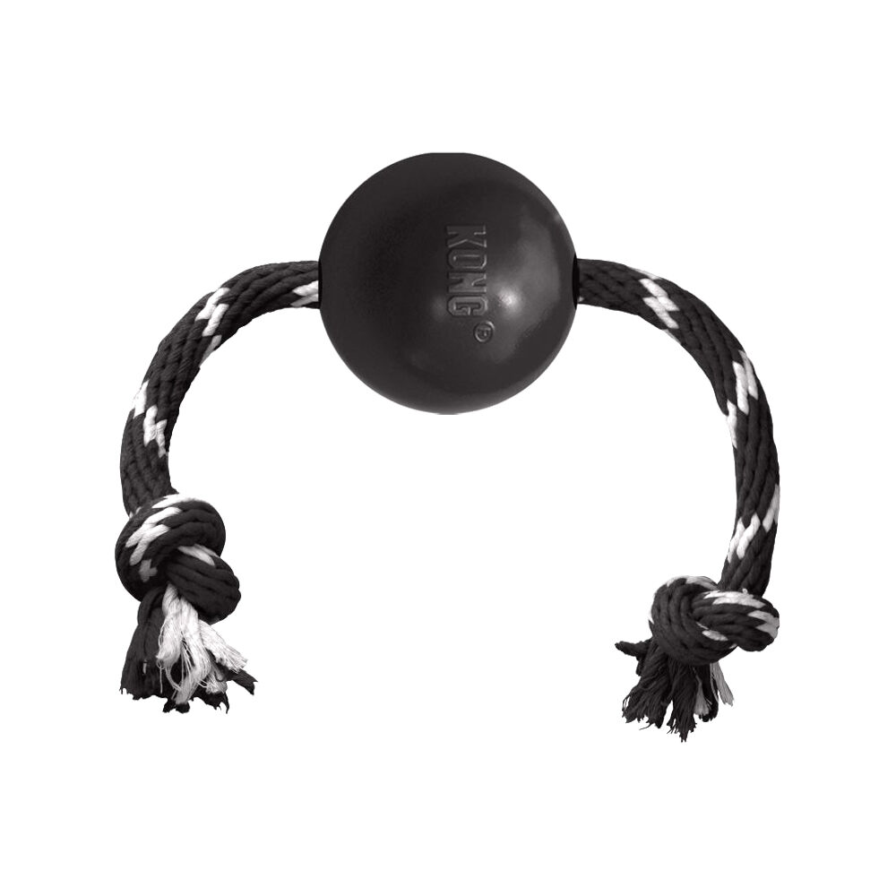 KONG Extreme Ball mit Seil - Large - Schwarz / Weiß von Kong