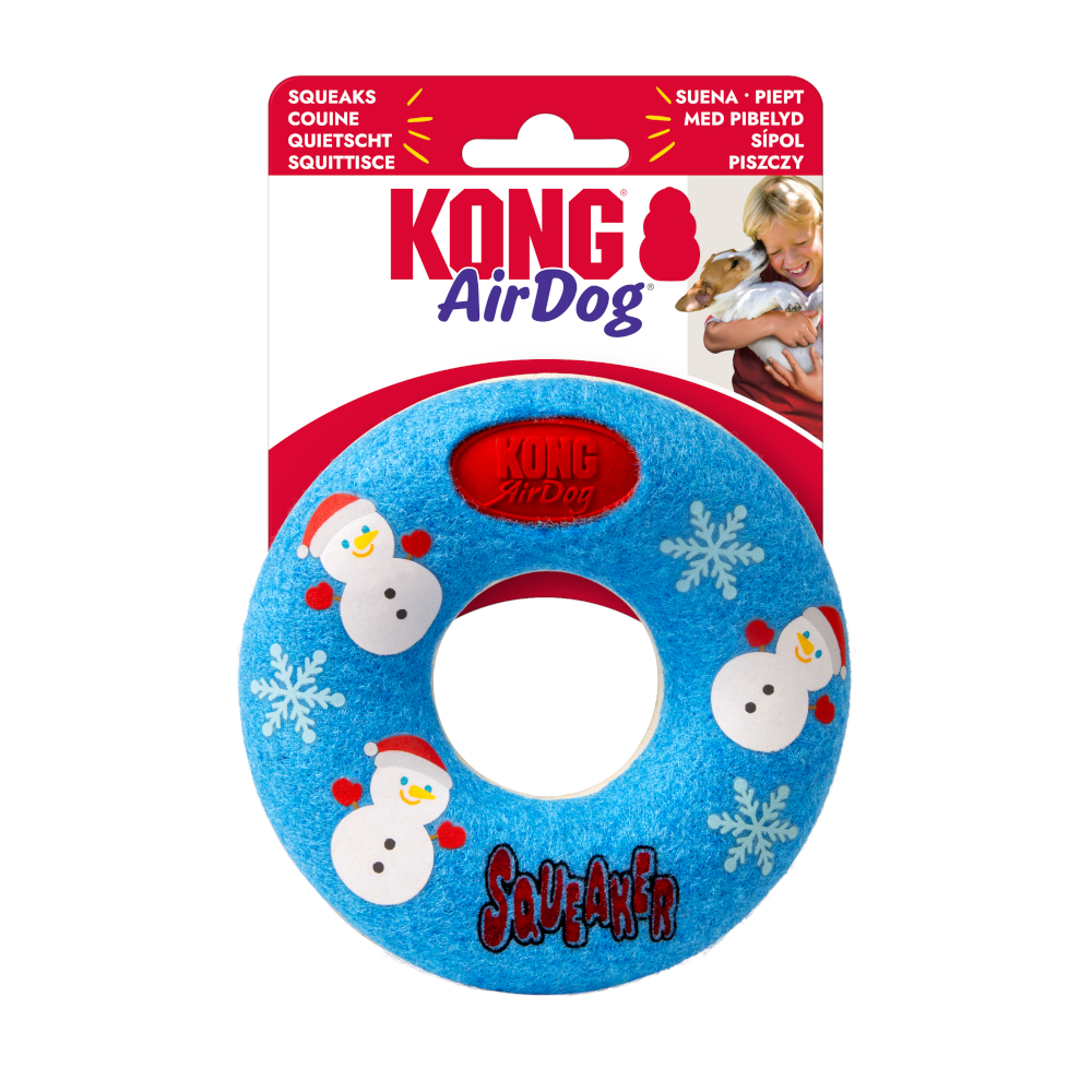 KONG Holiday AirDog® Squeaker Donut - Größe M: ca. Ø 12 x H 3,2 cm von Kong