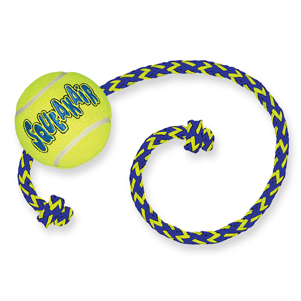 KONG SqueakAir Ball mit Seil - Sparpaket: 2 x M/L von Kong