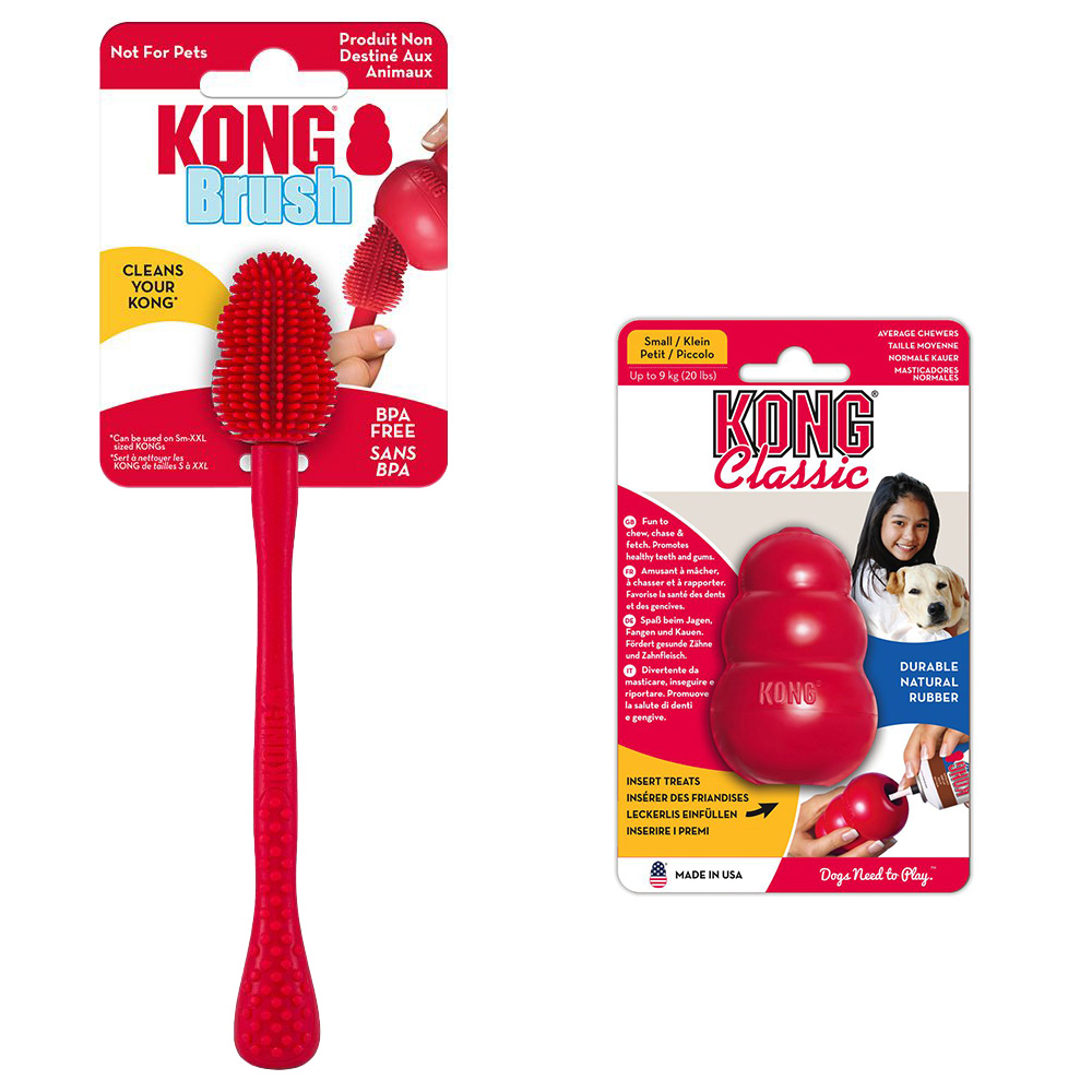 Sparset: KONG Classic + KONG Reinigungsbürste - KONG Classic S (7 cm)+ Reinigungsbürste S-XXL von Kong