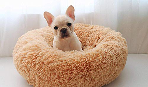 Deluxe Hundebett aus weichem Fell,maschinenwaschbar,selbstwärmender gemütlicher Schlaf mit Weich Kissen für mittelgroße und große Hunde und Katzen-XXXL:120CM-hellbraun von KongEU
