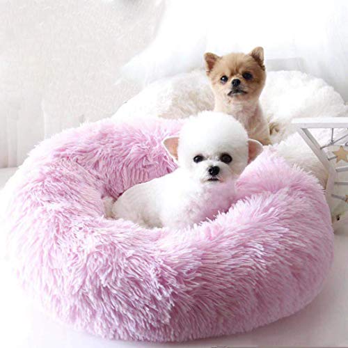 Flauschige orthopädisch Haustierbett Bett für Hund Katze, Rund oder oval Hundebett für Katzen und kleine bis Mittelgroße Hunde,Katzenbett in Donut Form-50 * 50 * 20cm-pink von KongEU