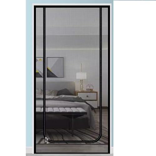 Kongdson Fliegengitter für Schlafzimmer, Balkon, Fliegengitter mit Reißverschluss, individuelle Größe, Schwarz von Kongdson