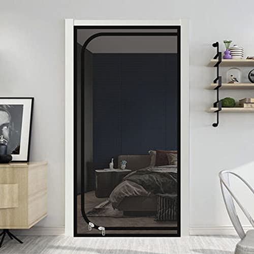 Kongdson Fliegengitter für Balkon, Terrasse, Balkon, Katzenschutz, Tür, Anti-Moskito-Tür, Fliegengitter mit Reißverschluss, einfach zu bedienen (110 x 220 cm, Schwarz-C) von Kongdson