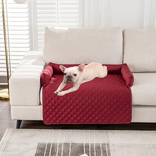 Kongdson Haustierbett für Hund Katze, wasserdichte, weiche Hundebett-Matte, rutschfeste Hundekatze Beruhigungspad, bequemes Schlafsofa, Katze, Hundematte, Möbelschutz (90 x 120 cm, Rot) von Kongdson