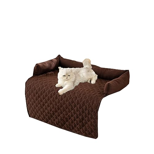 Kongdson Hunde- und Katzenbett für Schlafsofa, wasserdicht, rutschfest, beruhigendes Pad, waschbares Haustierkissen, Schlafmatte, weiche, bequeme Hundedecke (90 x 135 cm, Braun) von Kongdson