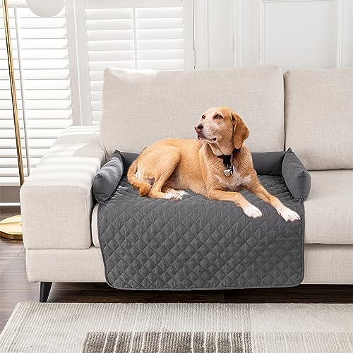 Kongdson Hundebett Haustierbett für große, kleine Hunde und Katzen, rutschfester Sofa-Schutzbezug, weich, wasserdicht, Haustierkissen, Beruhigungspad, Katzen-Hundematte (75 x 75 cm, Dunkelgrau) von Kongdson