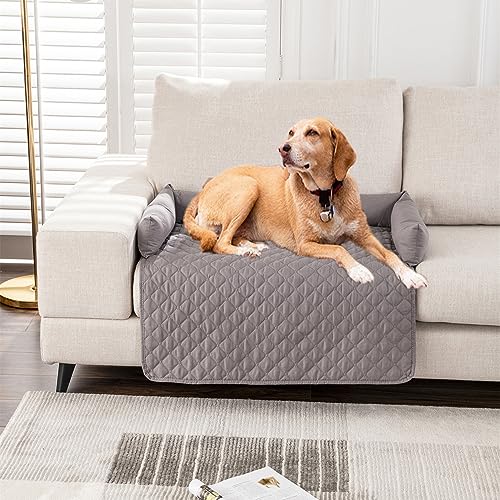 Kongdson Hundebett Haustierbett für große, kleine Hunde und Katzen, rutschfester Sofa-Schutzbezug, weich, wasserdicht, Haustierkissen, Beruhigungspad, Katzen-Hundematte (75 x 75 cm, Hellgrau) von Kongdson