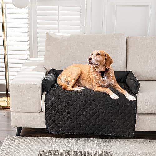 Kongdson Hundebett Haustierbett für große, kleine Hunde und Katzen, rutschfester Sofa-Schutzbezug, weich, wasserdicht, Haustierkissen, Hundeberuhigungspad, Katzen-Hundematte (75 x 120 cm, Schwarz) von Kongdson