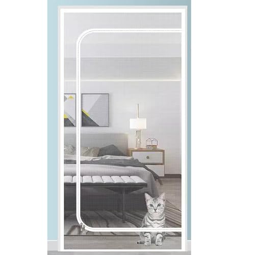 Kongdson Maßgeschneidertes Türgitter mit Reißverschluss, Fliegengitter für Schlafzimmer, Balkon, Tür, Anti-Moskito, Hund, Katze, Fliegengitter, selbstklebendes Fliegengitter für Haustür (70 x 220 cm, von Kongdson