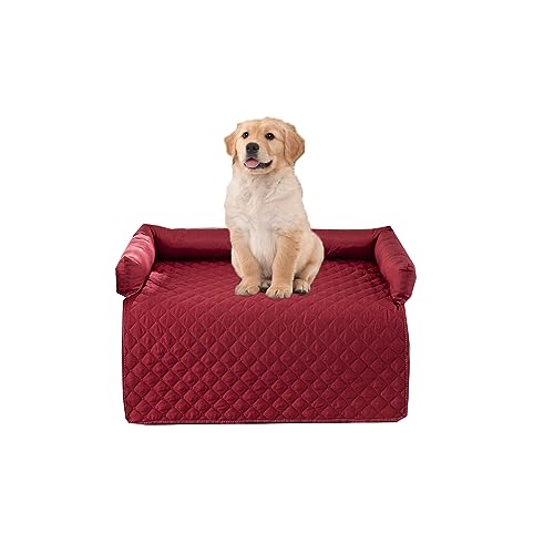 Kongdson Wasserdichtes Haustierkissen für Hunde und Katzen, rutschfest, weich, waschbar, Beruhigungspad, Haustier-Sofa, Bettbezug, Schutz, Haustierschlafmatte (90 x 135 cm, rot) von Kongdson