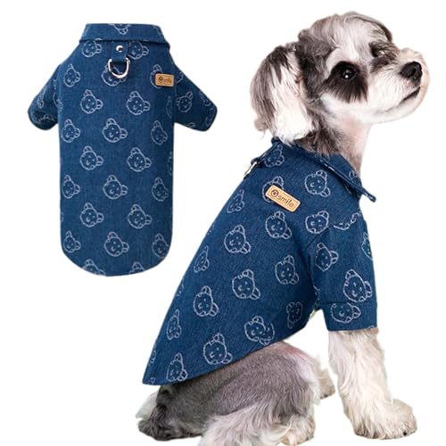 Hemden für Hunde - Denim-Hundekleidung für kleine Hunde - Süße Hundekleidung, Bequeme Hundebekleidung, weiche Welpenkleidung für Pomeranian, Hunde, Reisen von Kongou