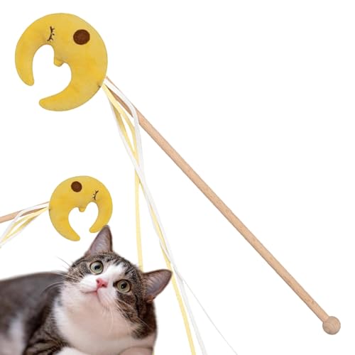 Katzen-Zauberstab, Katzen-Angelstock-Spielzeug - Lustige interaktive Spielzeugstange,Stern-Mond- -Kätzchenspielzeug, Heimtierbedarf, Katzenspielzeug für gelangweilte Hauskatzen, Kätzchenspielzeug- von Kongou