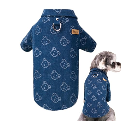 Kleines Hundeshirt, Denim-Welpenhemden für kleine Hunde und Jungen, Niedliche Welpenkleidung, Bequeme Haustierkleidung, warme Hundebekleidung für Haustiere, ganzjährig, Zuhause von Kongou