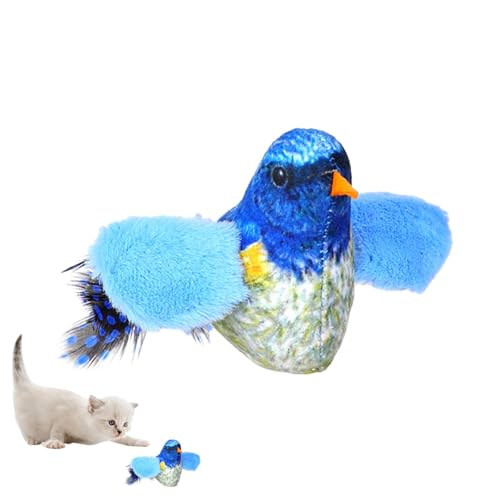 Interaktives Vogelspielzeug für Katzen - Plüschfederspielzeug für Hauskatzen | Flatterndes Katzenspielzeug, langlebiger zwitschernder Vogel zum Trainieren, Katzen zum Alleinspielen, Kätzchen von Kongou