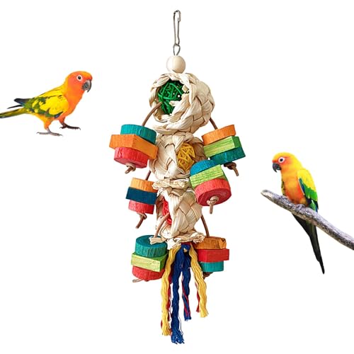 Kongou Vogel-Kauspielzeug, Kauspielzeug für Papageien | Natürliches, buntes Kauspielzeug aus Holz für Kakadus - Dekoratives hängendes, entspannendes Sittichspielzeug für Rennmäuse, Hamster, Küken und von Kongou