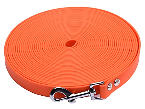 Anti-Rutsch Hundeleine 20mm breit mit Handschlaufe Schleppleine in orange Ausbildungsleine Wasserfest Nylongewebe mit PVC überzogen (10M) von Kongs