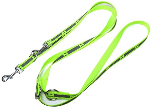 Doppelleine aus Nylon Knochen Hundeleine mehrfach verstellbar hellgrün (2,5M) von Kongs