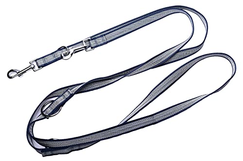 Robuste leichte Doppelleine aus Nylon Hundeleine für Hunde bis 60kg mehrfach verstellbar (Dunkelblau/Grau, 3M) von Kongs