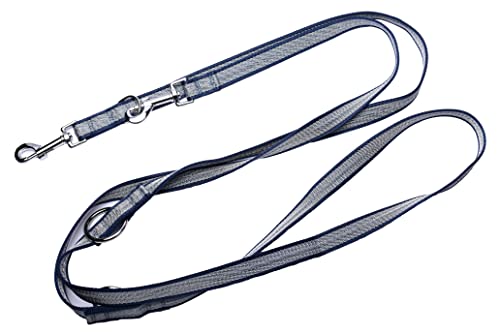 Robuste leichte Doppelleine aus Nylon Hundeleine für Hunde bis 60kg mehrfach verstellbar (Dunkelblau/Grau, 4M) von Kongs