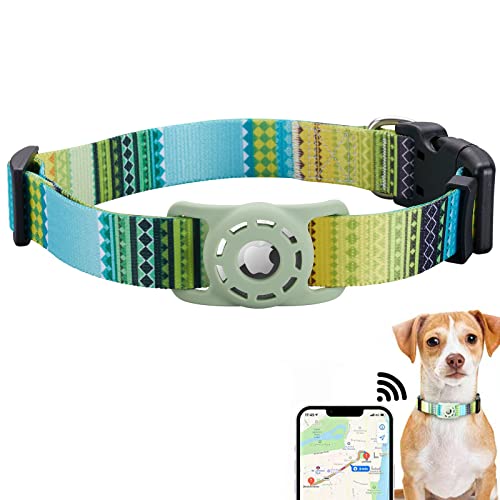 Konity AirTag Katzenhalsband, kompatibel mit Apple AirTag, Polyester-Halsband für Kätzchen, Welpen, mit Silikon-AirTag-Halterung für kleine Hunde, Bohemia Green, XS: 20,3 - 30,5 cm Halsumfang Konity AirTag Katzenhalsband, kompatibel mit Apple AirTag, Polyester-Halsband für Kätzchen, Welpen, mit Silikon-AirTag-Halterung für kleine Hunde, Bohemia Green, XS: 20,3 - 30,5 cm Halsumfang von Konity