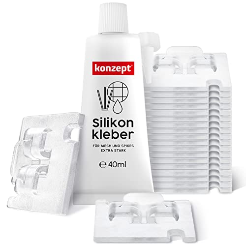 Konzept 11 - Klebehaken Extra Stark Außen, Transparent, 70 Stück, mit Montagekleber Extra Stark 80 ml, Befestigung von Katzennetz für Balkon ohne Bohren, Fixierung für Balkonnetz für Katzen Konzept 11 - Klebehaken Extra Stark Außen, Transparent, 70 Stück, mit Montagekleber Extra Stark 80 ml, Befestigung von Katzennetz für Balkon ohne Bohren, Fixierung für Balkonnetz für Katzen von Konzept 11