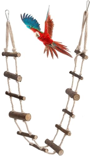KooingTech Holzleiter für Haustiere, Eichhörnchen-Spielzeug für Käfig, 100,1 cm langes Ratten-Kletterspielzeug, Vogel-Kletterseilspielzeug für Haustierklettern, Hamsterleiter von Hamsterspielzeug mit KooingTech Holzleiter für Haustiere, Eichhörnchen-Spielzeug für Käfig, 100,1 cm langes Ratten-Kletterspielzeug, Vogel-Kletterseilspielzeug für Haustierklettern, Hamsterleiter von Hamsterspielzeug mit von KooingTech