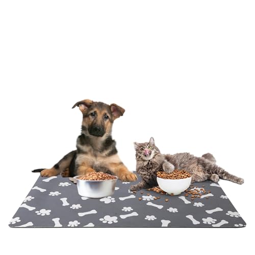 Napfunterlage Hund Katzen rutschfest, Super Saugfähige Futtermatte für Hunde und Katze 60x40 cm, Schnelltrocknend Leicht Reinigen Unterlage Hundenapf Katzennapf, Futternapf Fressnapf Unterlage Matte von KoolYouth