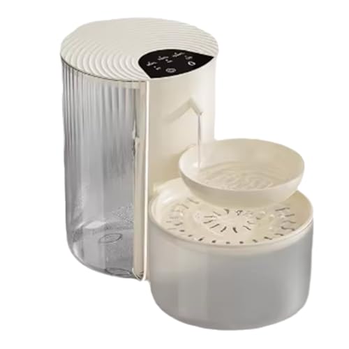 Koolenry 3L Kabelloser Trinkbrunnen für Haustiere, Wiederaufladbar, Zeitgesteuert, Intelligent, Kein Filter Erforderlich, Cremig von Koolenry