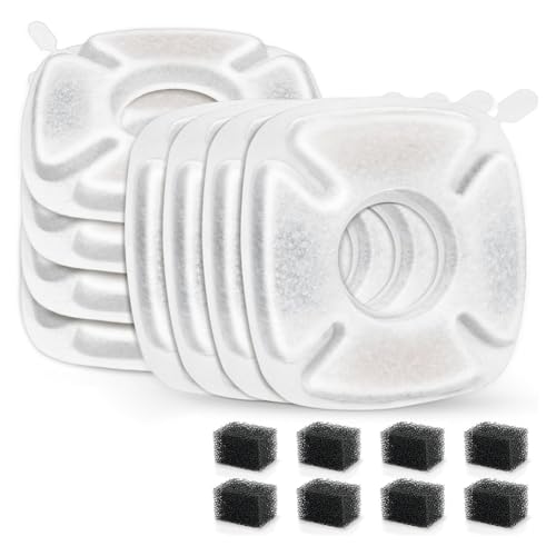 Koolenry 40 Kohlefilter für Katzentrinkbrunnen, 20 Ersatzfilter für Haustiere mit 20 Vorschwämmen für 67 Oz/2 L und 95 Oz/2,8 L von Koolenry