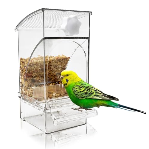Koolenry Klarer Vogelfutterspender, Automatisch, Transparent, Futterbehälter für Papageien, Käfigzubehör für Sittiche, Wellensittiche, Kanarienvögel Koolenry Klarer Vogelfutterspender, Automatisch, Transparent, Futterbehälter für Papageien, Käfigzubehör für Sittiche, Wellensittiche, Kanarienvögel von Koolenry