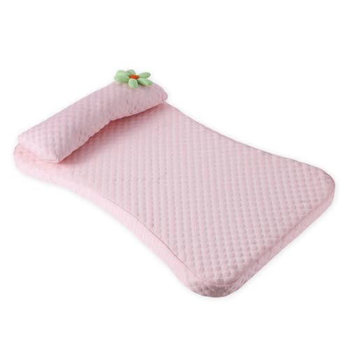 Koolenry Verdicktes Hundebett, Abnehmbare Kühlmatte für Haustiere und Katzen, Blumen-Eisseide, Hundesofa, Elastisches Schwammkissen im Sommer mit Kissen von Koolenry