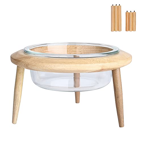 Koomiao Futternapf Katze,UFO Futterstation Hund Katzen Erhöht mit Ständer,Fressnapf Wasser Futter Rund Napf Glas für Katzen und Kleiner Hund (M(600ml), Bowl + Stand) von Koomiao