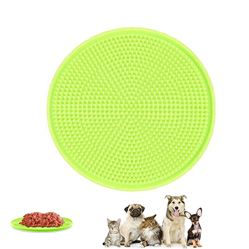 Koomiao Hund Lecken Pad Runde,Pad Slow Feeder Schleckmatte,Lick Mat Hund Katzen Bad Für Langsame Fütterung, Haustierbaden, Training (Grün) von Koomiao
