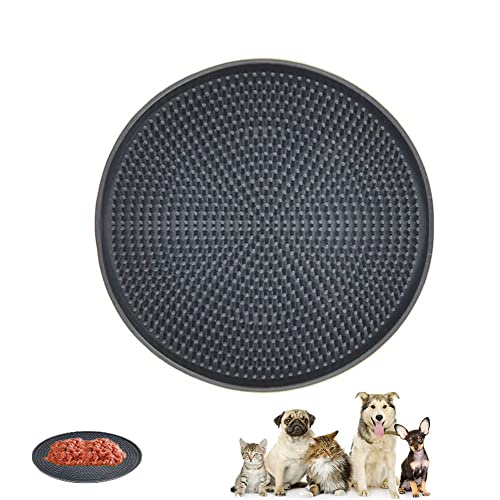 Koomiao Hund Lecken Pad Runde,Pad Slow Feeder Schleckmatte,Lick Mat Hund Katzen Bad Für Langsame Fütterung, Haustierbaden, Training (Schwarz) von Koomiao