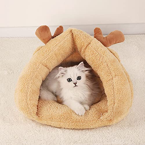 Koomiao Katzenhöhle aus Plüschstoff, halbgeschlossen, warm, flauschig, Bett für Katzen, Wapiti Desgin Korb, Kissen, Katze für Katzen und Welpen Koomiao Katzenhöhle aus Plüschstoff, halbgeschlossen, warm, flauschig, Bett für Katzen, Wapiti Desgin Korb, Kissen, Katze für Katzen und Welpen von Koomiao