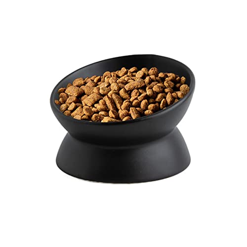 Koomiao Katzennäpfe Keramik 15 ° Gekippte Anti-Erbrechen Futternapf für Katzen,Fressenapf Ergonomisch rutschfest, für Katze Welpe Futter und Wass (Schwarz) von Koomuao